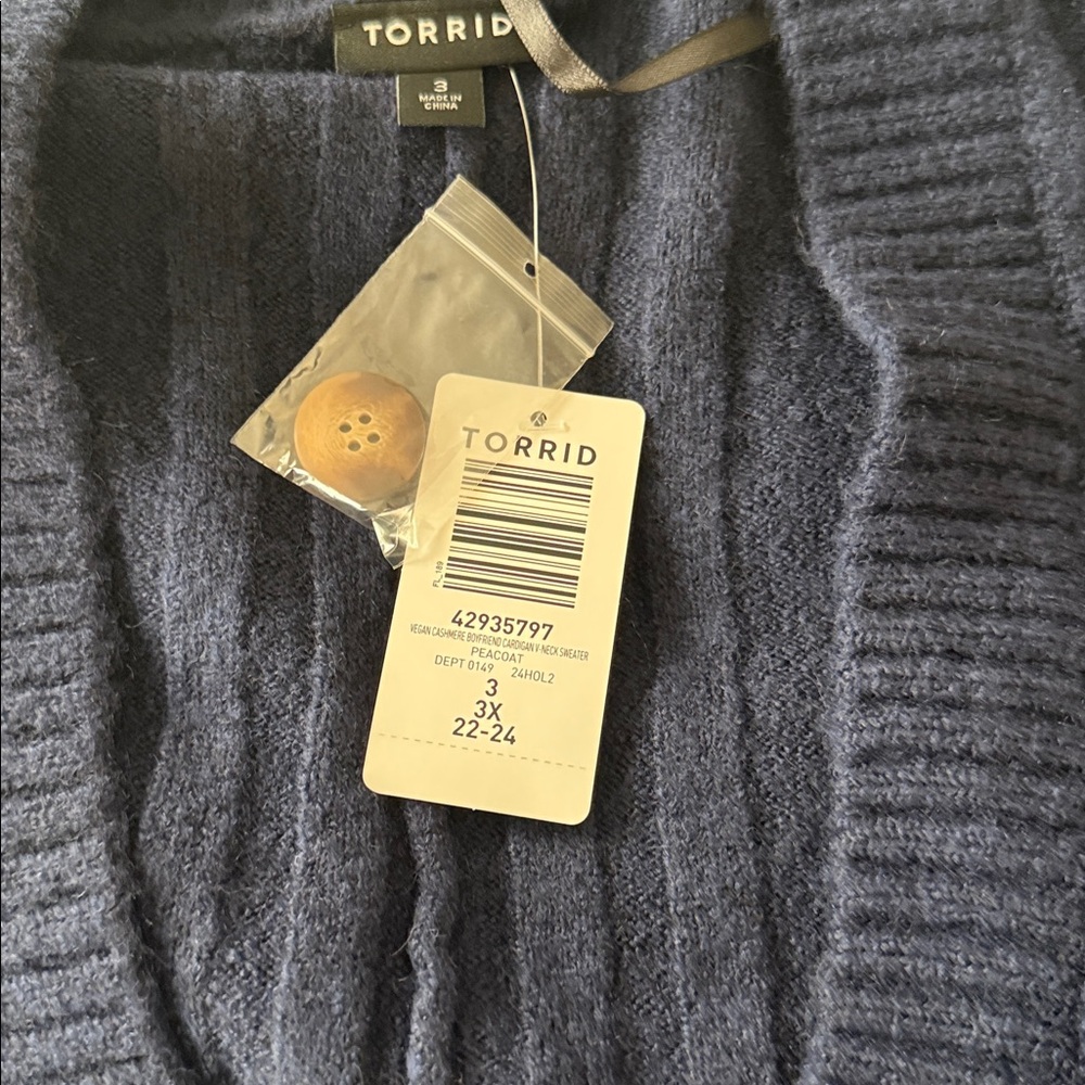 Torrid Deep Blue Ribbed Cardigan - Picture 2 of 4